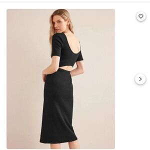Boden Cut Out Rib Jersey Midi Dress Black size 6